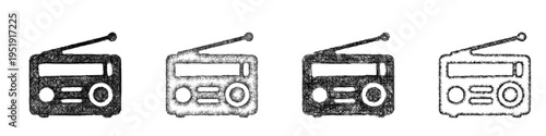 Sketch radio icon design set