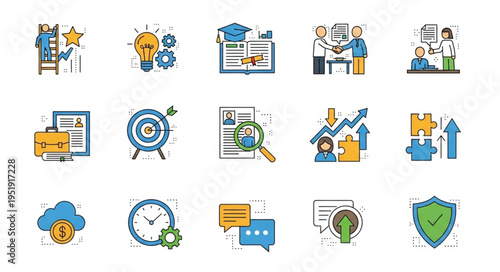 Business and Career Development Icons Set for Professional Growth.