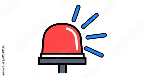 Cartoon Emergency Siren with Blue Rays Emanating Outward.