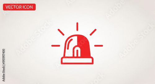 Red Siren Icon - Emergency Alert Symbol in Vector Format.