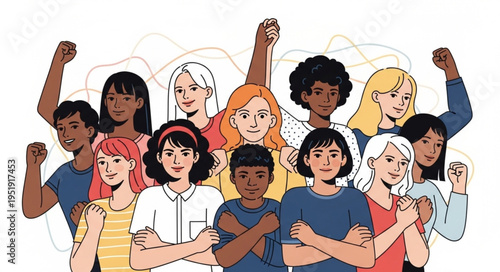Diverse Group of Women United in Solidarity and Empowerment.