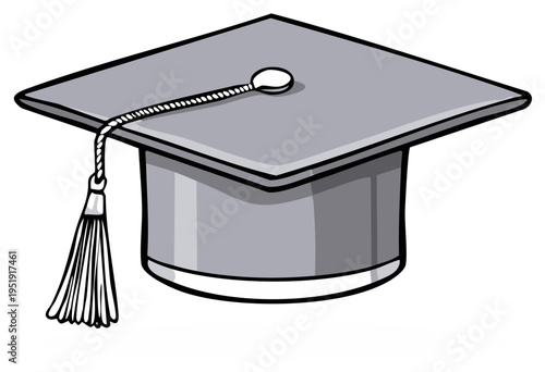 Gray graduation cap with tassel symbolizing academic achievement education success and learning