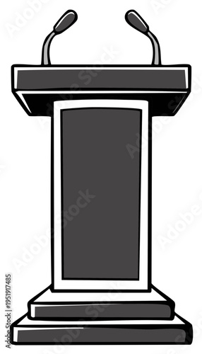 Modern podium with microphones for public speaking and presentations