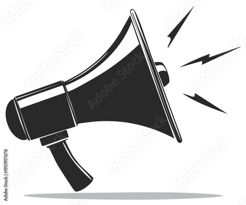 Retro Megaphone Loudspeaker Symbol With Sound Waves Message Announcement Icon