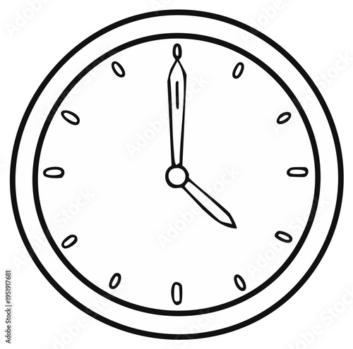 Simple hand drawn clock face showing approximately 4 o'clock in black and white