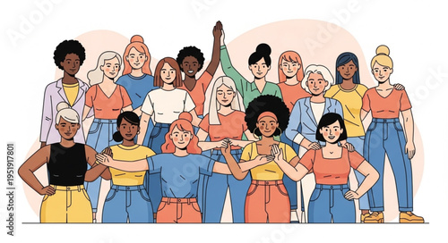 Diverse Group of Women Standing Together in Solidarity and Empowerment.