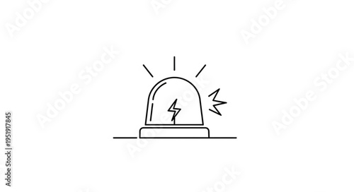 Emergency Siren with Lightning Bolt Icon in Minimalist Line Art.