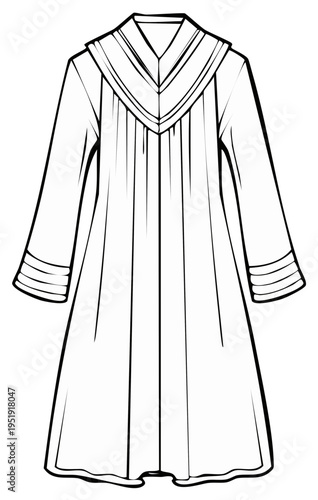 Vector outline of a formal academic graduation gown or ceremonial religious robe
