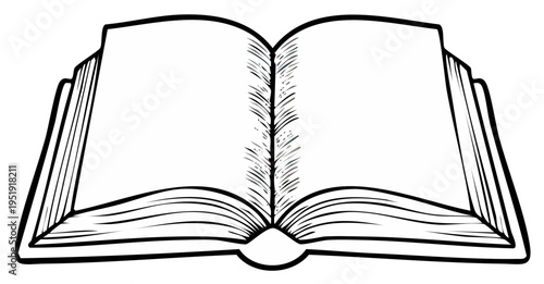 Open Sketch Style Book With Blank Pages Ready For Text And Illustrations