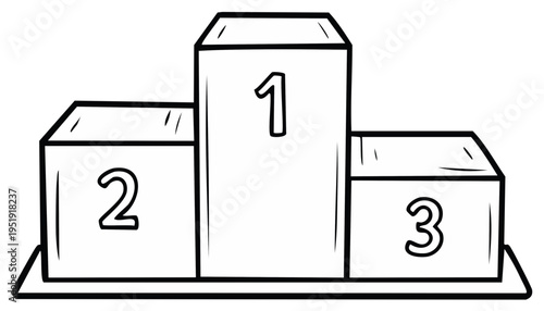 Podium Illustration: Winner's Platform with Numbers One, Two, and Three