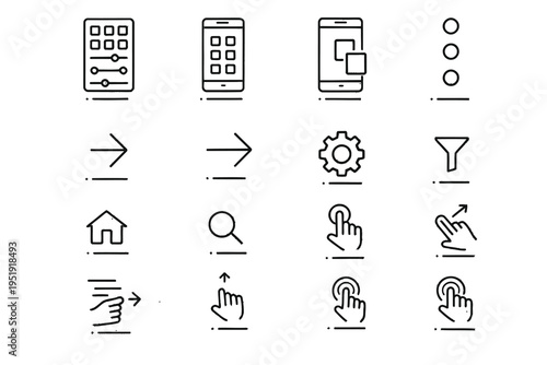 Collection of icons representing various technology and interface functions