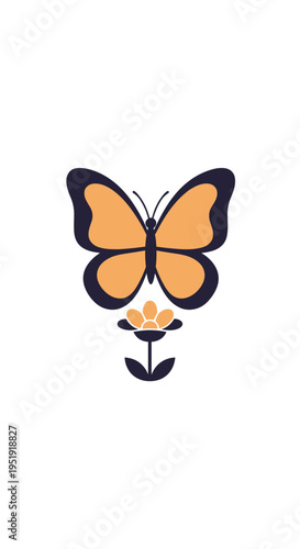 Butterfly on a Flower Illustration.