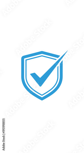 Shield with blue check mark.