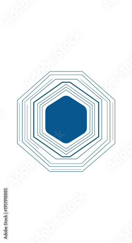 Blue hexagon shape with layers.