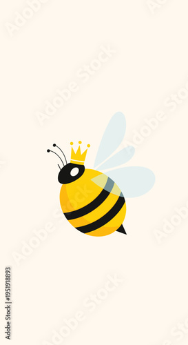 Yellow and black striped cartoon bee.