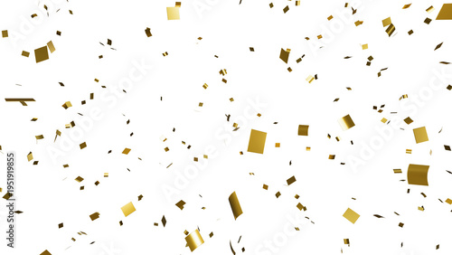 Konstfotografi Gold confetti over transparent background. 3D render.
