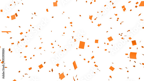 Tapety artystyczne Orange confetti over transparent background. 3D render.