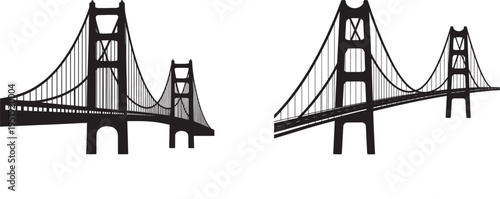 Vector illustration of golden gate bridge in black and white, a famous landmark and architectural icon, san francisco
