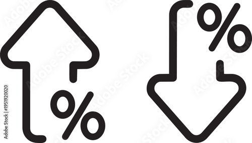 Ascending and Descending Percentages: An abstract representation of financial fluctuations, with bold, minimalist icons illustrating the concepts of growth and decline.
