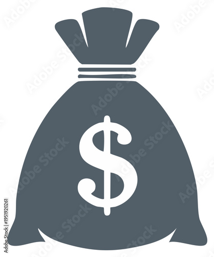 Money Bag Illustration with Dollar Sign, Wealth and Finance Concept, Icon