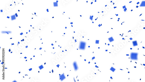 Картината върху платно Blue confetti over transparent background with depth of field