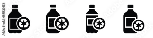 Earth Day Recycling Plastic Bottle Icon Set – Eco Friendly Vector Illustration for April 22, Environmental Awareness, Sustainability and Waste Reduction Concept