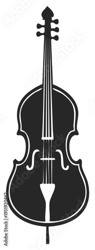 Elegant Cello Silhouette: Isolated Musical Instrument Graphic with Classic F-Holes and Strings Detail
