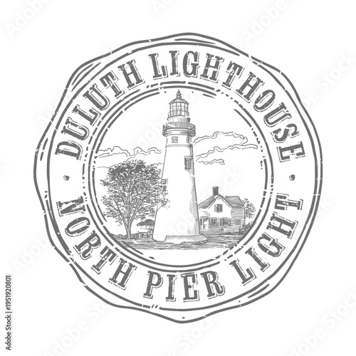 Stamp of Duluth South Breakwater Lighthouse Minnesota
