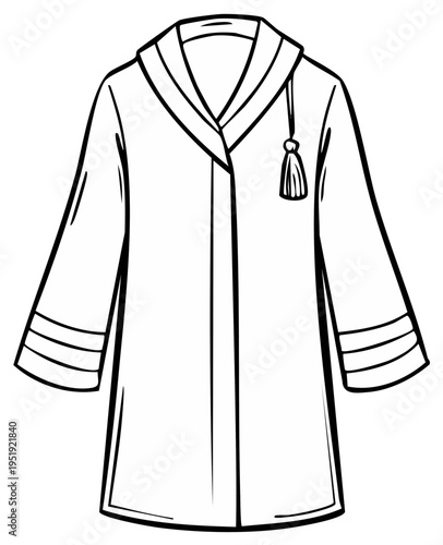 Academic Graduation Cap Gown with Tassel Illustration Simple Line Art