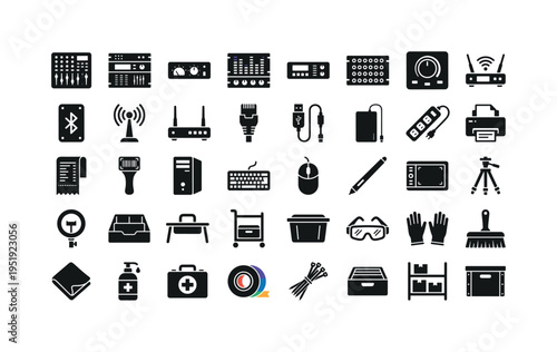 Audio production accessories featuring studio mixing console, audio rack processor, compressor unit device, equalizer rack module,