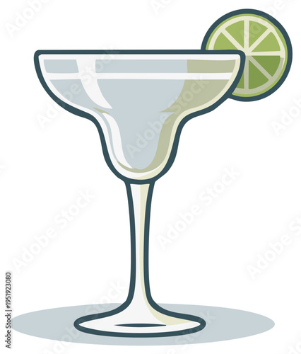 Refreshing Margarita Cocktail in Glass with Lime Slice