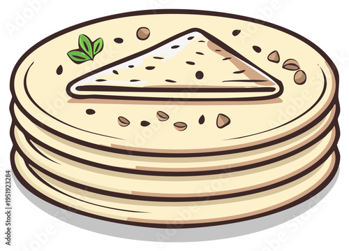 Flatbread Stack with Triangle Cutout Food Illustration Delicious Culinary Treat Stacked