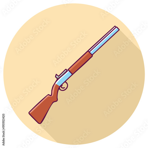 Flat design illustration of a hunting shotgun or rifle weapon with minimalist style