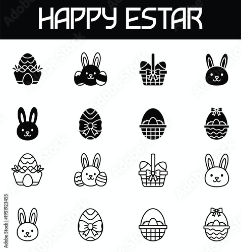 Easter themed clip art collection featuring bunnies eggs and baskets