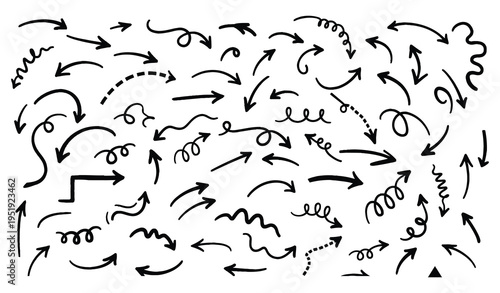 Collection of diverse arrows on white background for directional guidance and design