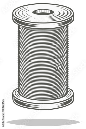 Detailed illustration of a thread spool for sewing and crafting projects.