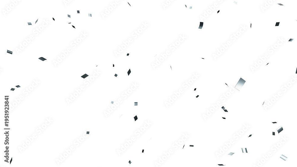 Obraz premium Silver confetti over transparent background. 3D render.