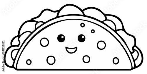 Cartoon Taco with Smiling Face Food Illustration