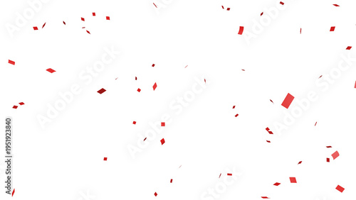 Plakat w ramie Red confetti over transparent background. 3D render.