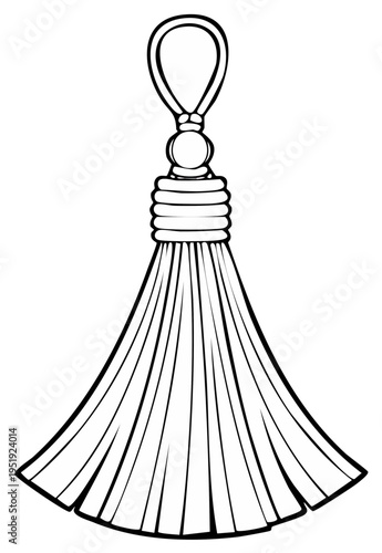 Elegant decorative tassel illustration black and white outline design
