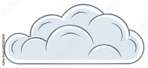 Stylized cartoon cloud illustration with soft gray shading and a white outline