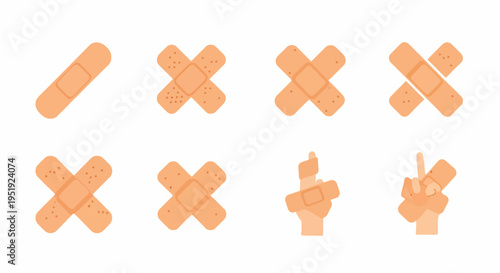 Various Adhesive Bandages Representing First Aid and Wound Care Offering Protection and Healing Solutions with Applications for Injury Treatment and Medical Assistance Health Concepts