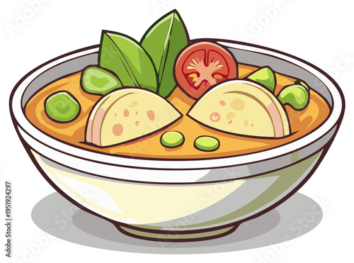 Vibrant bowl of hearty stew with fresh vegetables and delicious dumplings