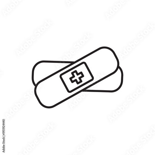 Medical band aid with cross symbol.