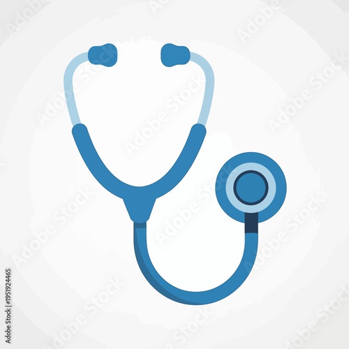 Blue stethoscope medical tool closeup view.