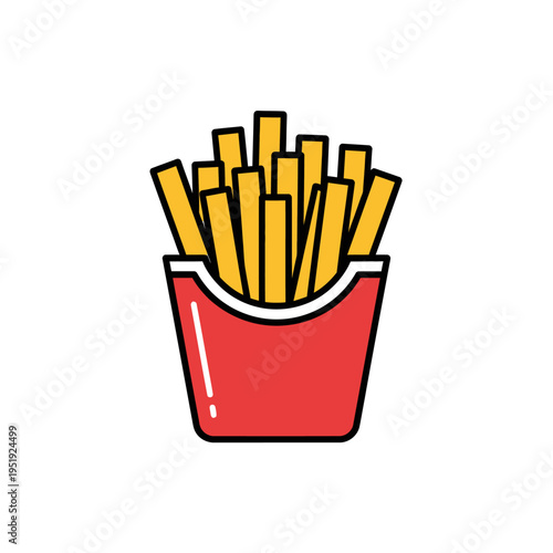 French fries in a red container.