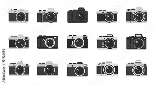 Collection of Retro Cameras for Photography Enthusiasts and Creative Digital Designs showcasing Vintage Photographic Equipment and Tools for Capturing Memories and Artistic Expressions