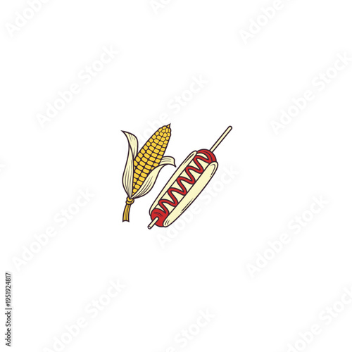 Corn-dog-colored-shape-art-Vector Illustration.