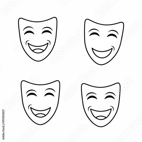 Expression Icons Showing Happy Feelings with Various Facial Expressions Representing Joyful Emotions and Positive Attitudes Conveying Happiness and Lightheartedness in a Collection of Smiling