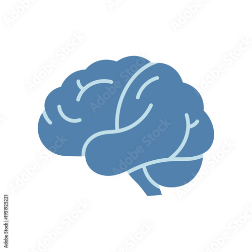 Blue brain icon with lines.